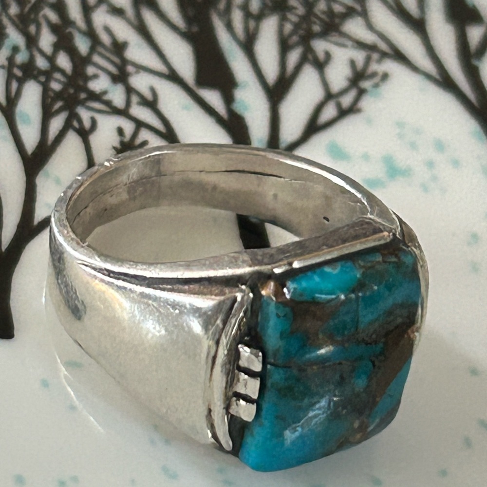 Silver and Turquoise Men's Ring